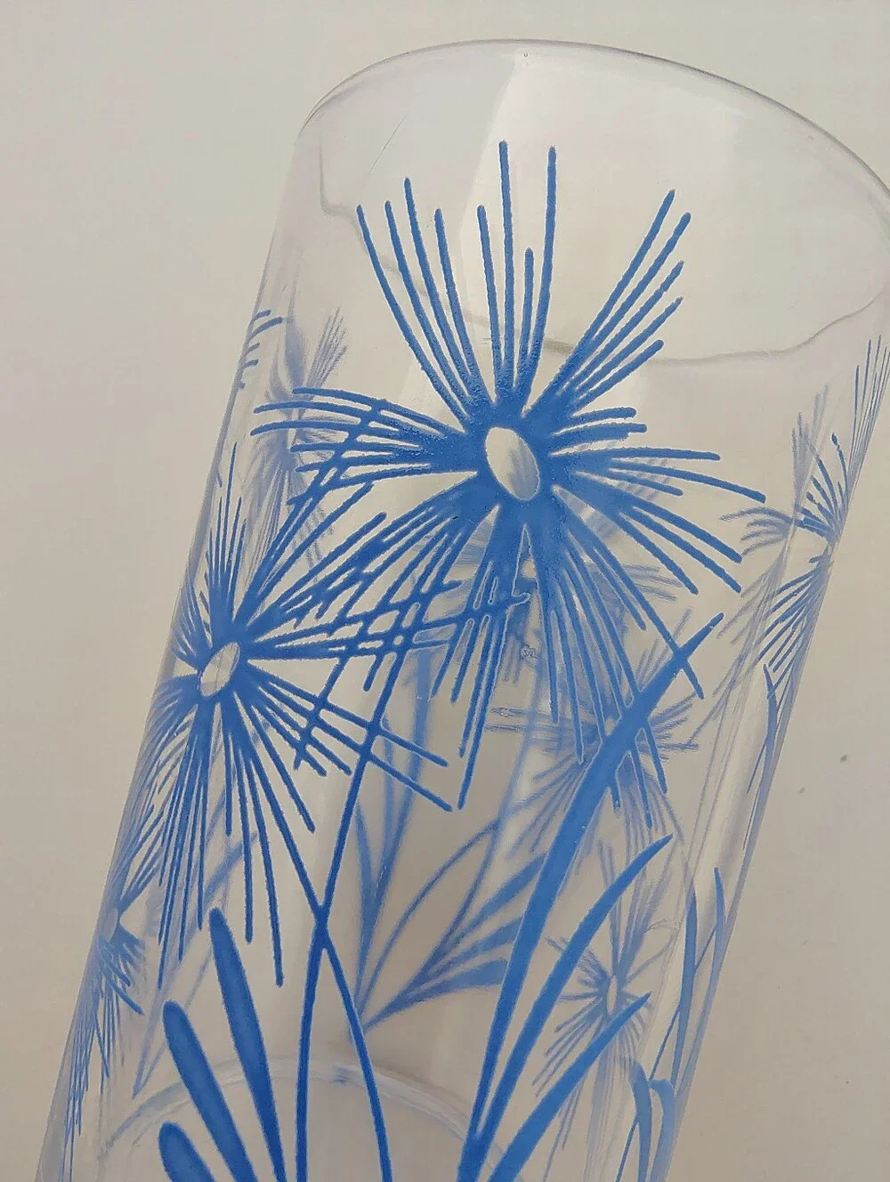 Vintage Hazel Atlas Blue Cornflower & Posy Swanky Swig Tumblers - Set of 3